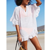 Coachella Music Festival Outfits Beach Cover-up Solid Color V-neck Bikini Loose