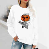 Halloween Costumes Pumpkin Mummy Print Long Sleeve Capless Round Neck Sweatshirt