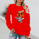 Halloween Costumes Pumpkin Mummy Print Long Sleeve Capless Round Neck Sweatshirt