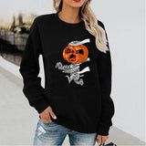 Halloween Costumes Pumpkin Mummy Print Long Sleeve Capless Round Neck Sweatshirt