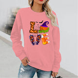Halloween Costumes Pattern Printed Long Sleeve Capless round Neck Sweater