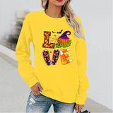 Halloween Costumes Pattern Printed Long Sleeve Capless round Neck Sweater