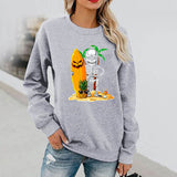 Halloween Costumes Pattern Printed Long Sleeve Capless round Neck Sweater