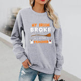 Halloween Costumes Pattern Printed Long Sleeve Capless round Neck Sweater