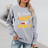 Halloween Costumes Pattern Printed Long Sleeve Capless round Neck Sweater