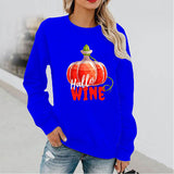 Halloween Costumes Fun Pattern Printed Long Sleeve Capless round Neck Sweater
