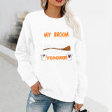 Halloween Costumes Pattern Printed Long Sleeve Capless round Neck Sweater