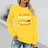 Halloween Costumes Pattern Printed Long Sleeve Capless round Neck Sweater