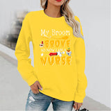 Halloween Costumes Pattern Printed Long Sleeve Capless round Neck Sweater
