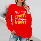 Halloween Costumes Pattern Printed Long Sleeve Capless round Neck Sweater