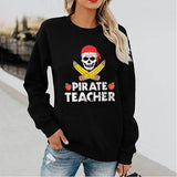 Halloween Costume Pattern Printed Long Sleeve Capless round Neck Sweatshirt