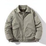 Varsity Jacket Retro Lapels Cotton Jacket Men'S Solid Color