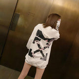Off White Hoodie With Arrow Print Off Ow Arrow Print Cotton Hooded Sweater For Men Owt