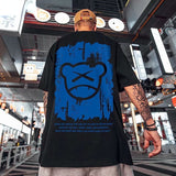 Men T-Shirts Cartoon Bear Print Loose Half Sleeve