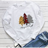 Merry and Bright Sweatshirts Christmas Tree Casual round Neck Sweater