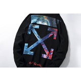 Off White Hoodie With Arrow Print Graffiti Arrow Print Pullover Hooded Ow Sweater Large Size Casual Owt