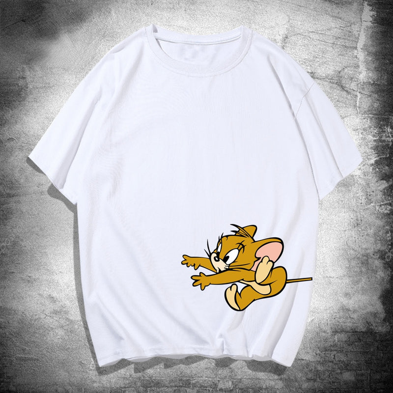 Tom And Jerry T Shirt Cat And Mouse Loose Half Sleeve