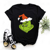 Men and Women Grinch Shirt Grinch Print Oversized Loose-Fitting T-shirt