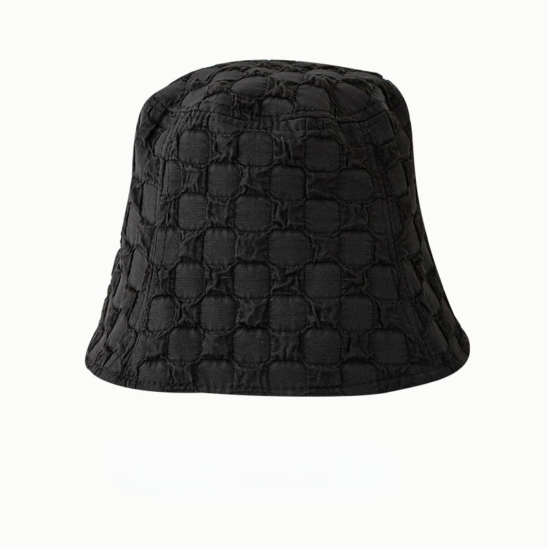 Vintage Check Bucket Hat Pleated Plaid Bubble Mesh