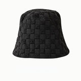 Vintage Check Bucket Hat Pleated Plaid Bubble Mesh