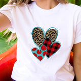 Valentine's Day T Shirts Couples Spring and Summer Women's Clothing T-shirt Short Sleeve Heart Printing Bottoming Shirt
