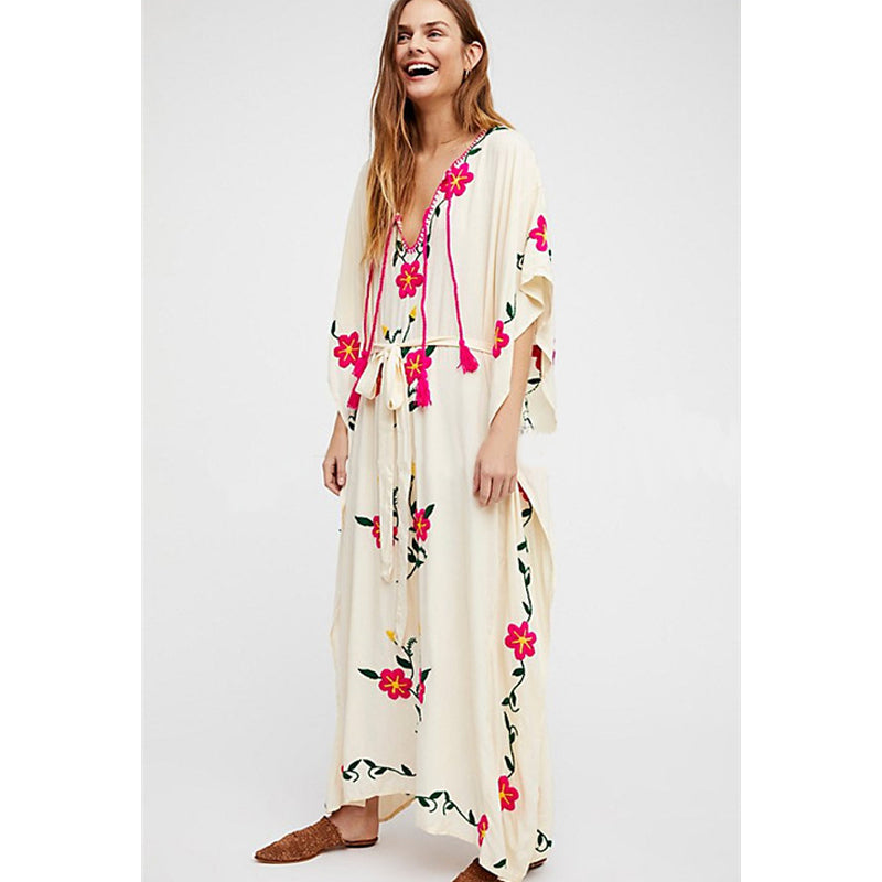 Beth Dutton Bohemian Dress Winter Autumn Maxi Dresses Embroidered Maxi Dress Blouse Dress