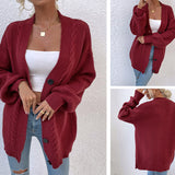 Women's Cardigan Knit Sweater Autumn and Winter Knitted Cardigan Twist Sweater Women's Coat