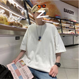 Men T-Shirts Half Sleeve Solid Color Loose