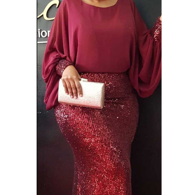 African Women's Sequin Chiffon Christmas Party Evening Dress Dress African Dashiki Ankara Styles Dress