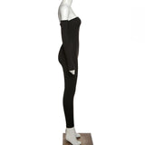 Summer Women's Sexy off-the-Shoulder Tight Sports Jumpsuit