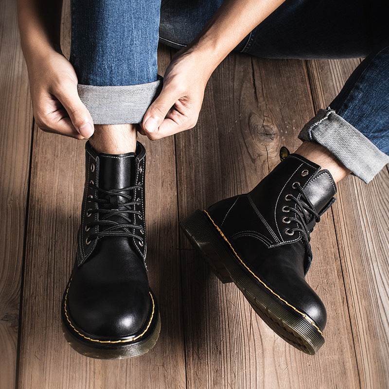 Men's Boots Work Boot Men Casual Hiking Boots Dr. Martens Boots Men's Leather High-Top Worker Boots Breathable Autumn Men's Shoes