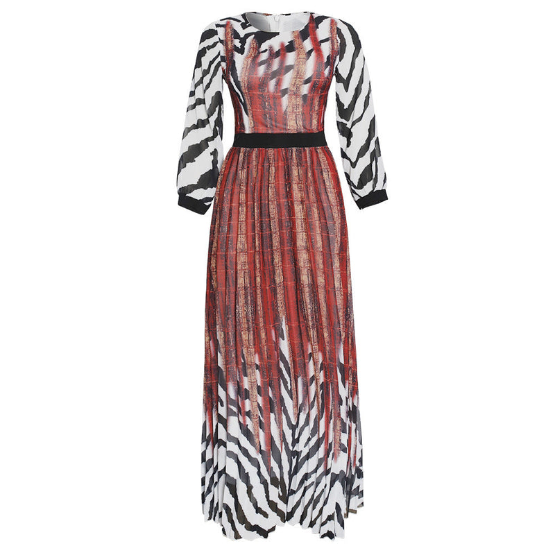 African Women's Wear Long Sleeve Black Chiffon Printed Multicolor Dress African Dashiki Ankara Styles Dress