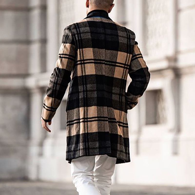 Mens Winter Coats Man Fall Outfits Men's Autumn Casual Plaid Wool Coat