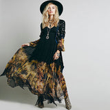 Coachella Music Festival Outfits Spring V-neck Pleated Chiffon Printed Dress