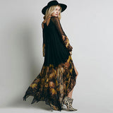 Coachella Music Festival Outfits Spring V-neck Pleated Chiffon Printed Dress