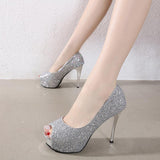 Platform Heels for Women Fall Women's Sequin Shoes