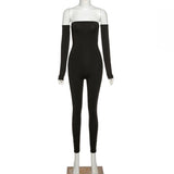Summer Women's Sexy off-the-Shoulder Tight Sports Jumpsuit