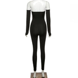 Summer Women's Sexy off-the-Shoulder Tight Sports Jumpsuit