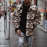 Men Winter Coats Man Fall Outfits Men's Coat Autumn Printed Geometric Pattern Jacket