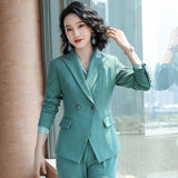Interview Suit Women Fall/Winter Slim Green Tooling