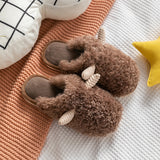 Cotton Slippers Autumn and Winter Plush Slippers Women's Winter Men's Indoor Couple Hair Cotton Slippers Men