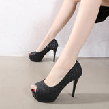 Platform Heels for Women Fall Women's Sequin Shoes