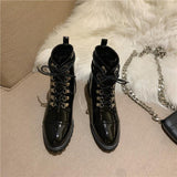 Platform Heels for Women Lace Up Motorcycle Boots