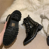 Platform Heels for Women Lace Up Motorcycle Boots