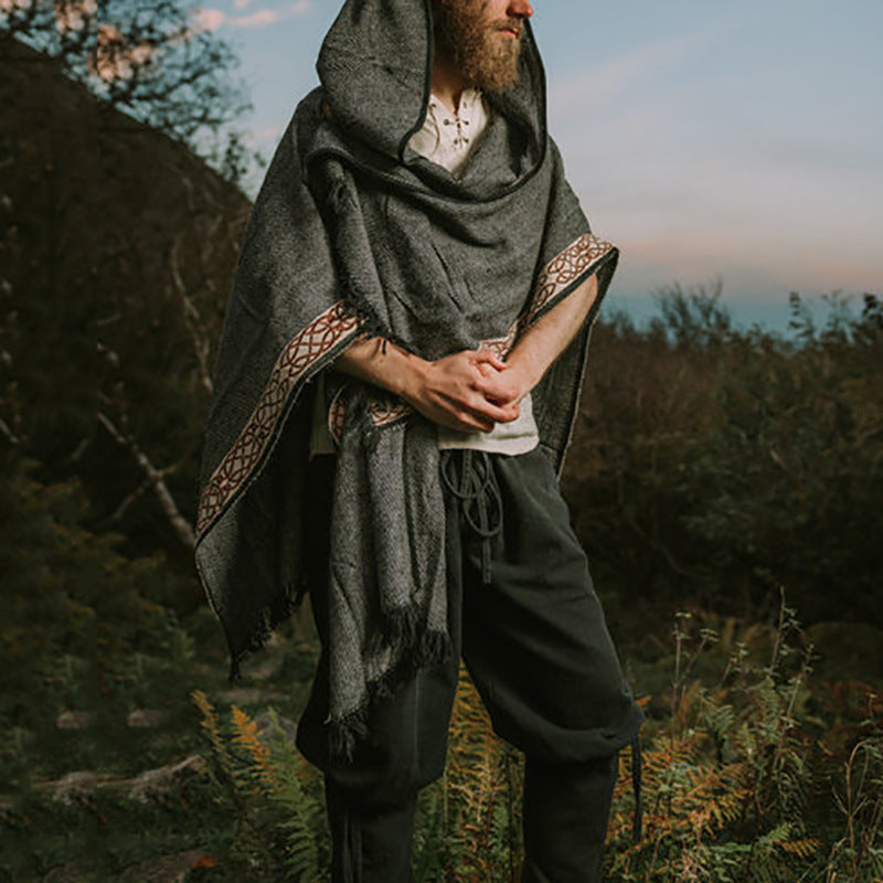 Mens Winter Coats Man Fall Outfits Men's Coat Sweatshirt Mid-Length Pullover Cloak Robe Coat Men