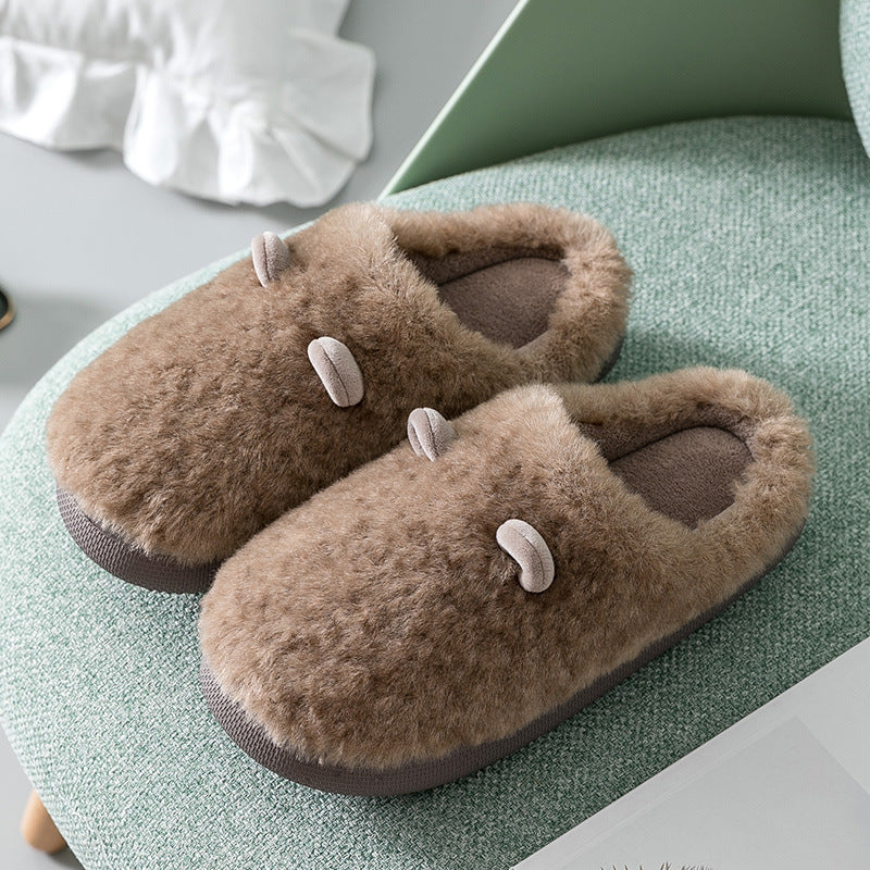 Cotton Slides Platform Height Increasing Shoes Closed-Toe Slippers