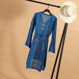 Coachella Music Festival Outfits Hollow out Knitted Dress Flare Sleeve Beach Jacket Sexy