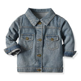 Children Jean Jackets Casual Boys' Denim Jacket Spring and Autumn Long Sleeve Neutral