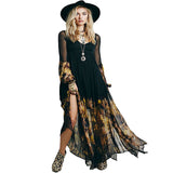 Coachella Music Festival Outfits Spring V-neck Pleated Chiffon Printed Dress