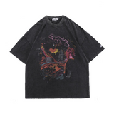 Y2g Shirts for Boys Spring/Summer Washed and Worn Printed Short Sleeve Retro T-shirt for Men